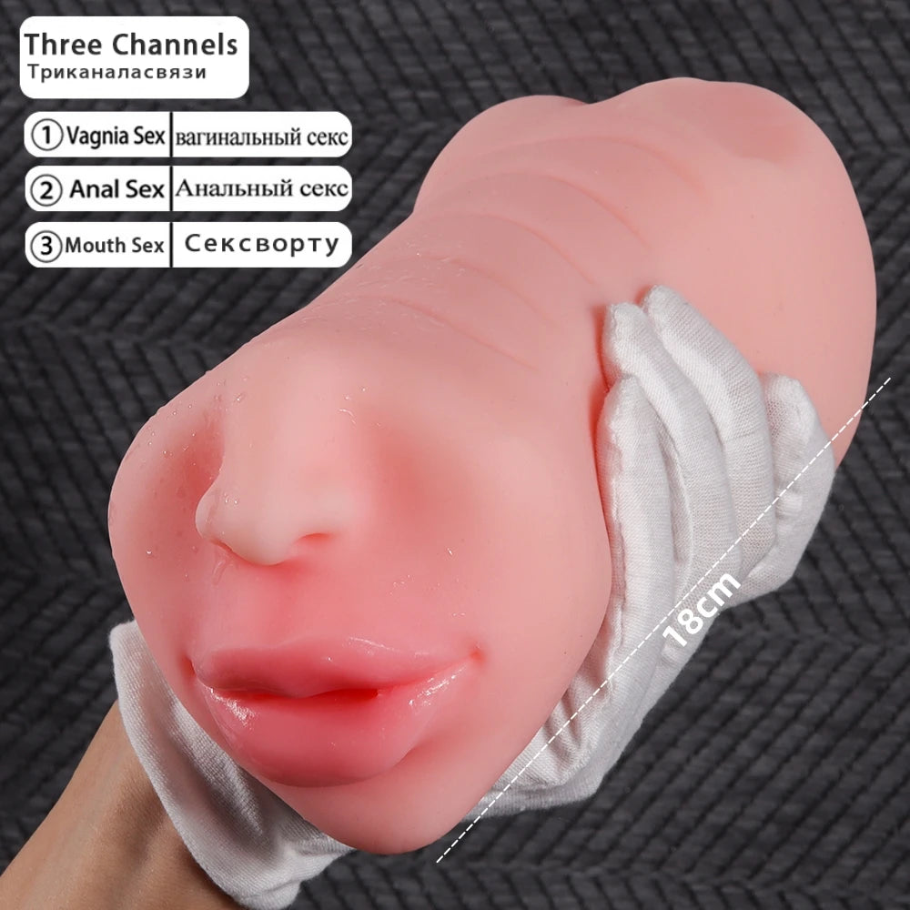 3 in 1 Male Masturbator Sex Doll Rubber Vagina for Men Pussy Pocket Men's Goods Toy Masturbators Erotic Toys Anal Soft Silicone