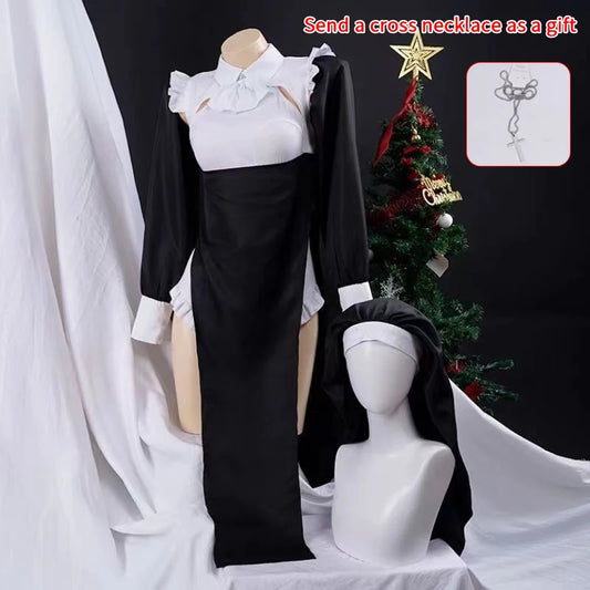 Anime Sexy Nuns Original Design Cosplay Chowbie Uniform Black Sexy Dress Large Size Halloween Costumes for Women