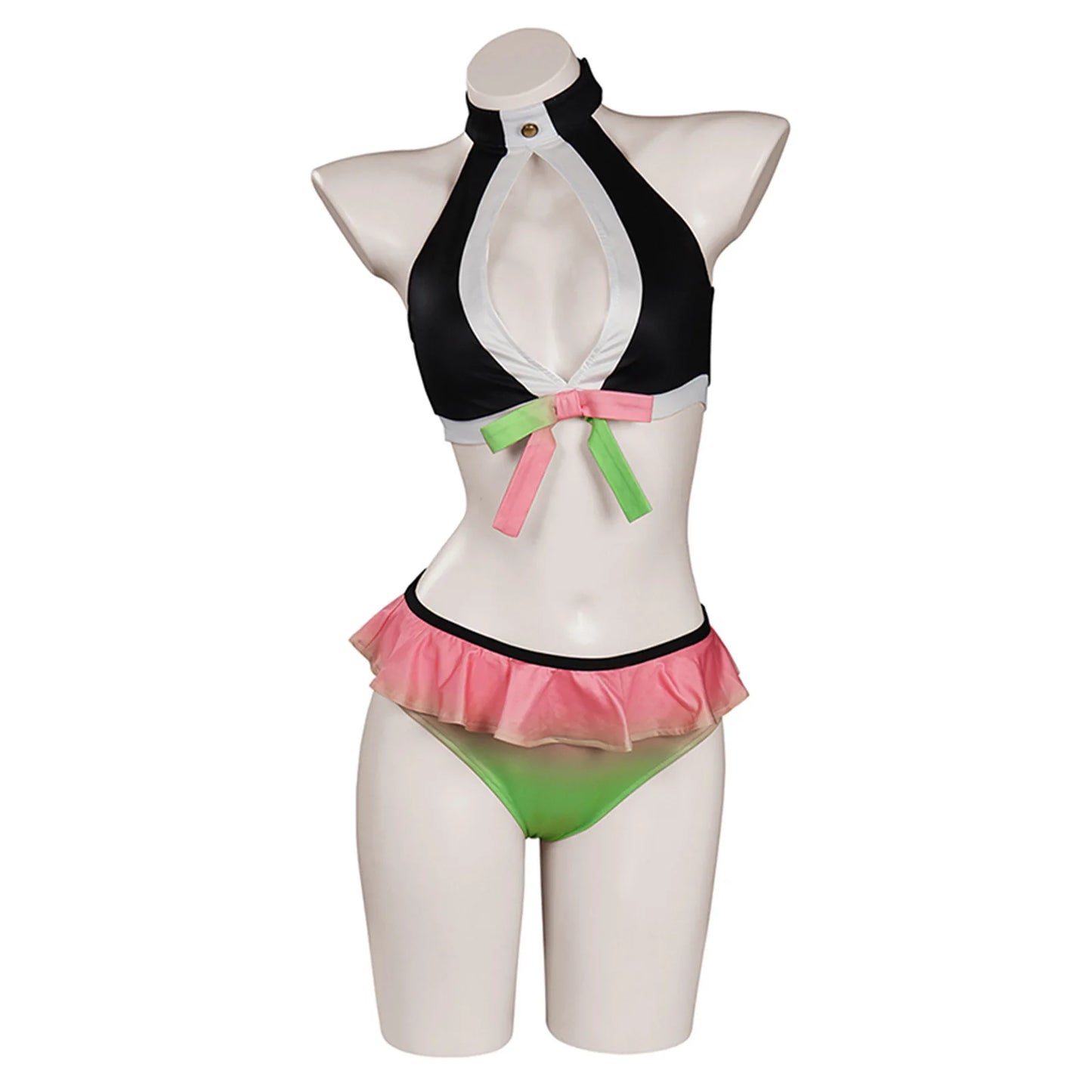 Anime Demon Slayer Kamado Nezuko Cosplay Swimsuit Bikini Cover Up Beach Bathing Two-Piece Swimwear Halloween Carnival Suit gifts