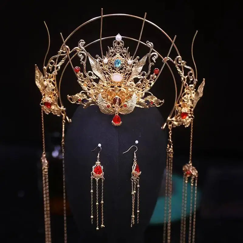 Heavenly Officials Bless Crown Prince Joy God Yue Shen's Wedding Dress Hair Crown Xie Lian Hair Crown Cosplay Han Fu Halloween