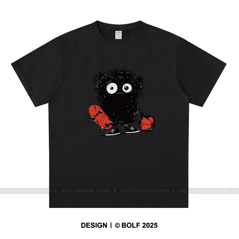 Anime Sketch Printed Men's T-Shirt 100% Cotton Oversized Kawaii Graphic Tees for Men Cute Japanese Streetwear
