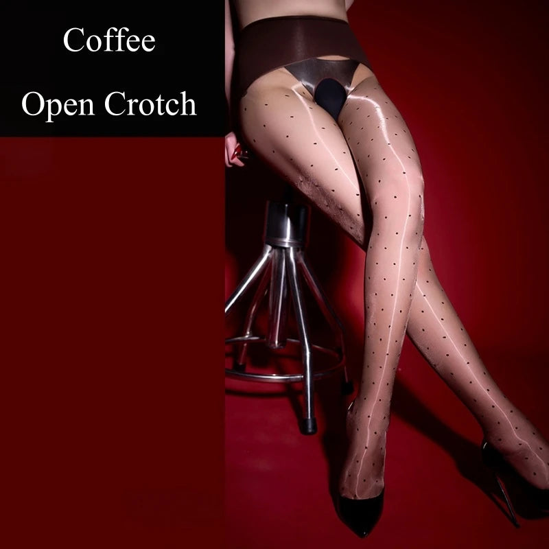 ASHBURN™ Oil Glossy Polka Dot Pantyhose – 5D Ultra Thin, Seamless Party Tights