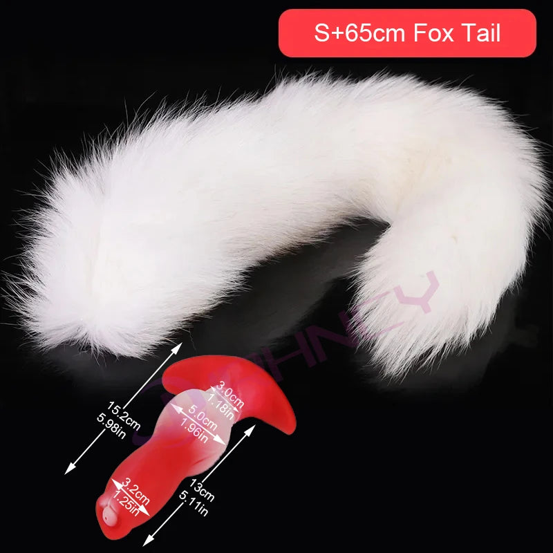 Dog Anal Plug with Tail BDSM Adult Sex Game Cosplay 18+ Anal Dildos for Women Men Silicone Soft Butt Plug Gay Sex Toys for Party