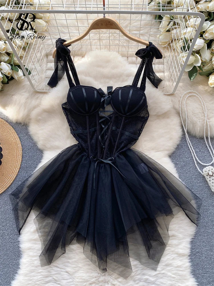 SINGREINY Sexy Role Play Wedding Dress Female Spaghetti Strap Sheath Sleepwear Nightwear Women Lace Spliced Gauze Erotic Pajamas