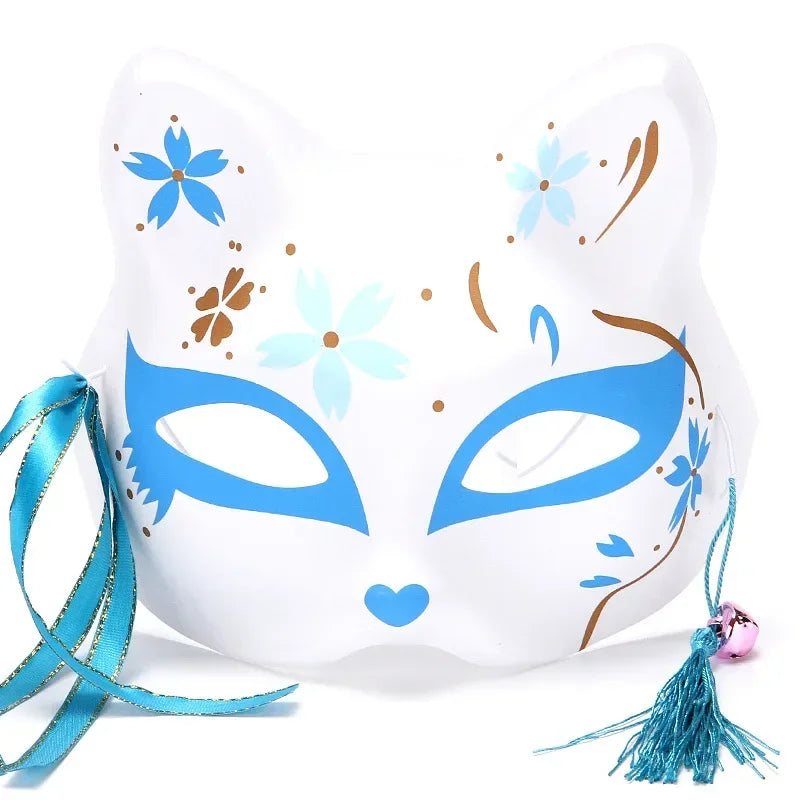 Fox Mask Japanese Cosplay Mask Half Face PVC Kabuki Kitsune Masks Masquerade Anime Cosplay Cat Mask Rave Festivals Party Props