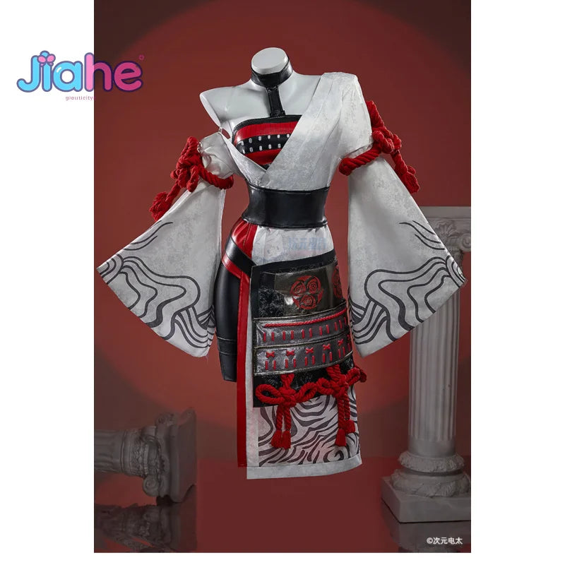 Fortnit e The Night Rose Hundred levels Cosplay Costume Halloween Sexy Kimono Dress Leather Pants Coat Waist Cover Gloves Set