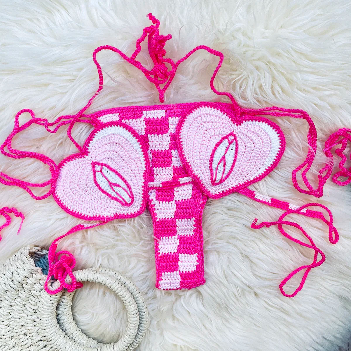 Lady's Custom Crochet Bikini Set Teddy Bear Bathing Suit Ties Bikinis Women Handmade Swimsuit Brazilian Swimwear Women Biquini
