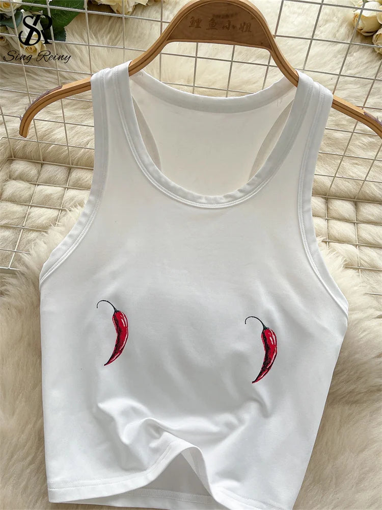 Ashburn 2025 Fashion Print Beach Sets Summer Women Tank Top+Briefs Set Female Sheath Swimsuits Streetwear Sexy Bikini Suits