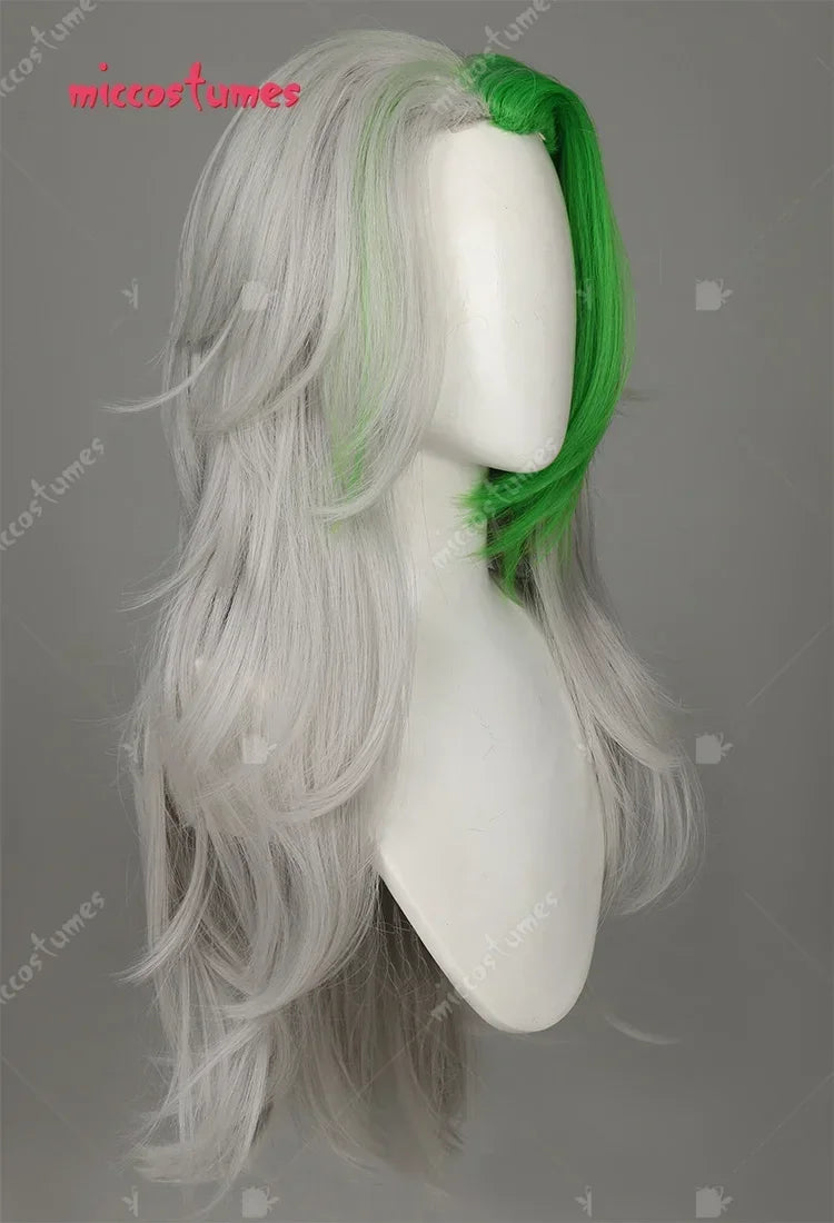 Miccostumes Women Security Wolf Cosply Wig Silver Grey Long Wig For Daily Anime Party Cosplay Halloween
