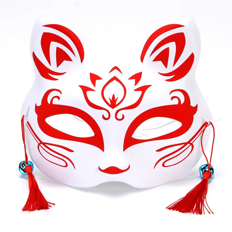 Fox Mask Japanese Cosplay Mask Half Face PVC Kabuki Kitsune Masks Masquerade Anime Cosplay Cat Mask Rave Festivals Party Props