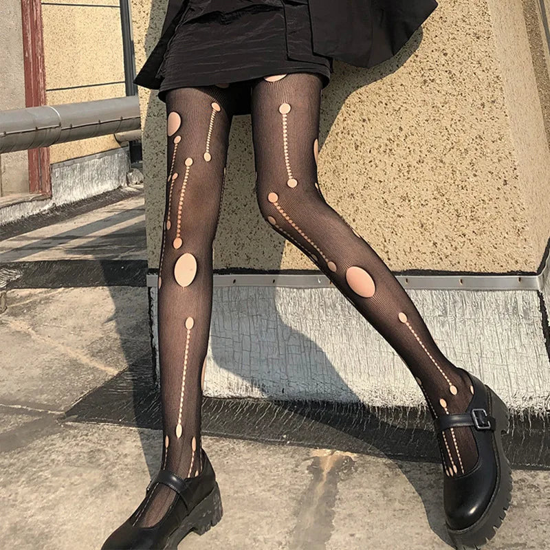 New Sex Sheer Pantyhose High Elastic Jacquard Red Fishnet Stockings Socks Sexy Stockings Flame Net Pants Spider Skull Tights