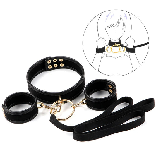 SM Slave Handcuff Collar Leash Sex Toy Kits Adult BDSM Restraint Bondage Gear Adjustable Couple Erotic Games Strap Sets Sex Shop