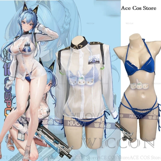 Helm Aquamarine Cosplay Costume NIKKE: The Goddess of Victory Helm Sexy Bikini Women Uniform Halloween RolePlay Party Outfit