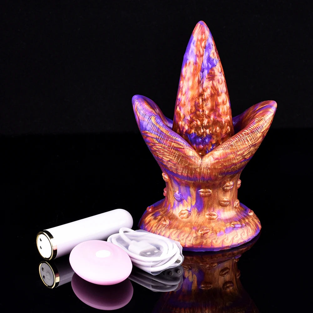 ASHBURN Silicone Vibrating anal Dilators With Sucker Remote Control Tongue Vibrators Clitoral G-spot Stimulate Sex Toys Masturbator