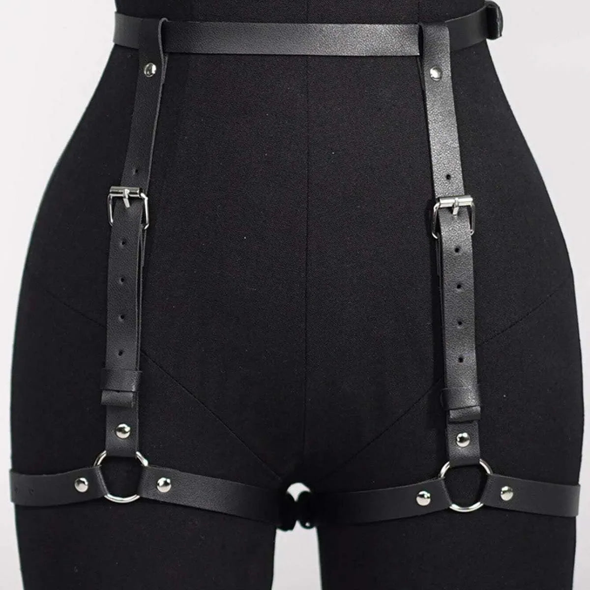 Sexy Harness Garter Harness Pu Leather Adjustable Studded Decor Bondage Leg Harness Garter chest harness