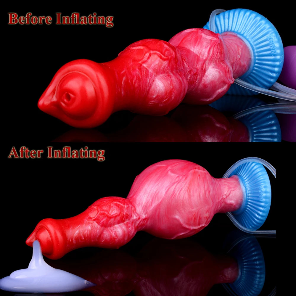 ASHBURN Squirting-Inflatable Fantasy Knot Dildo for Women Men with Quick Release Valve Stretch
