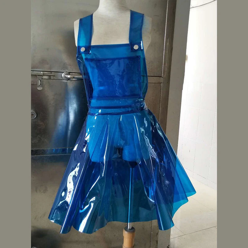 Sexy PVC Holographic Dress Women\x27s Vestido Summer Lady Clear Vinly Plastic Clothes Party Gothic Red Green Blue And Orange