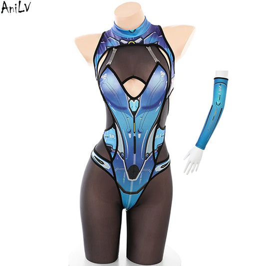 AniLV Punk Cyber City Future AI Mechanical Warriors Mech Jumpsuit Women Bodysuit Pantyhose Outfits Cosplay Costume