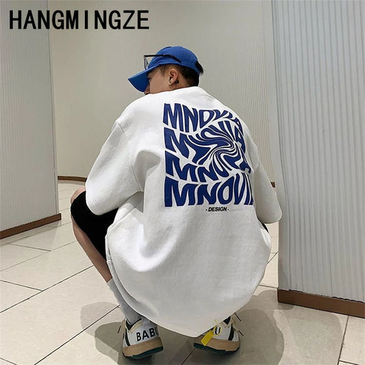 American 260GSM Printed T-shirts Men Oversized Summer Cotton Short Sleeve Tees Ins Male Top Streetwear Versatile Couple Clothes