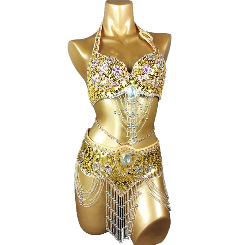 Beaded Sequins Wired bra+bottom
