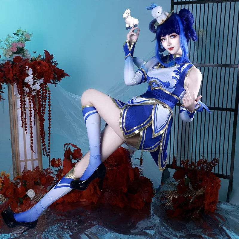 ROLECOS Game LOL Rabbit Lux Cosplay Costume Game LOL Newbie Archaeologist Lux Cosplay Outfit Halloween Women Suit New Skin