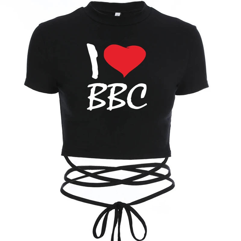 Queen of Spade BBC ONLY Summer Women Black Short T-Shirts Ladies Sexy Crop Tops Short Sleeve Bandage Tee Tops Female Shirts