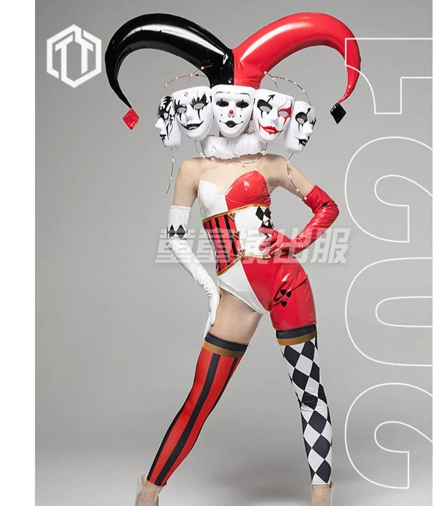 Ashburn Nightclub bar sexy women gogo dance outfit Sexy Customized Make Black Red CLOWN Big horns clown costume