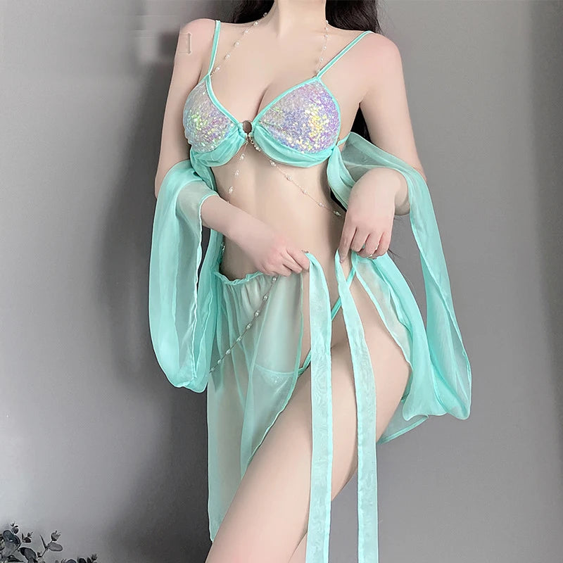 AniLV New Women Mermaid Series Uniform Cosplay Carnival Pool Party Sea Princess Blings Shiny Scales Dress Outfits Set Costumes
