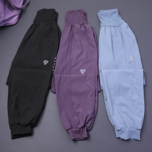 Women's High-Waisted Pocket Fitness Yoga Pants Loose Cuffed Ankle Workout Running Training Sports Sweatpants Quick-Dry Harem Pan