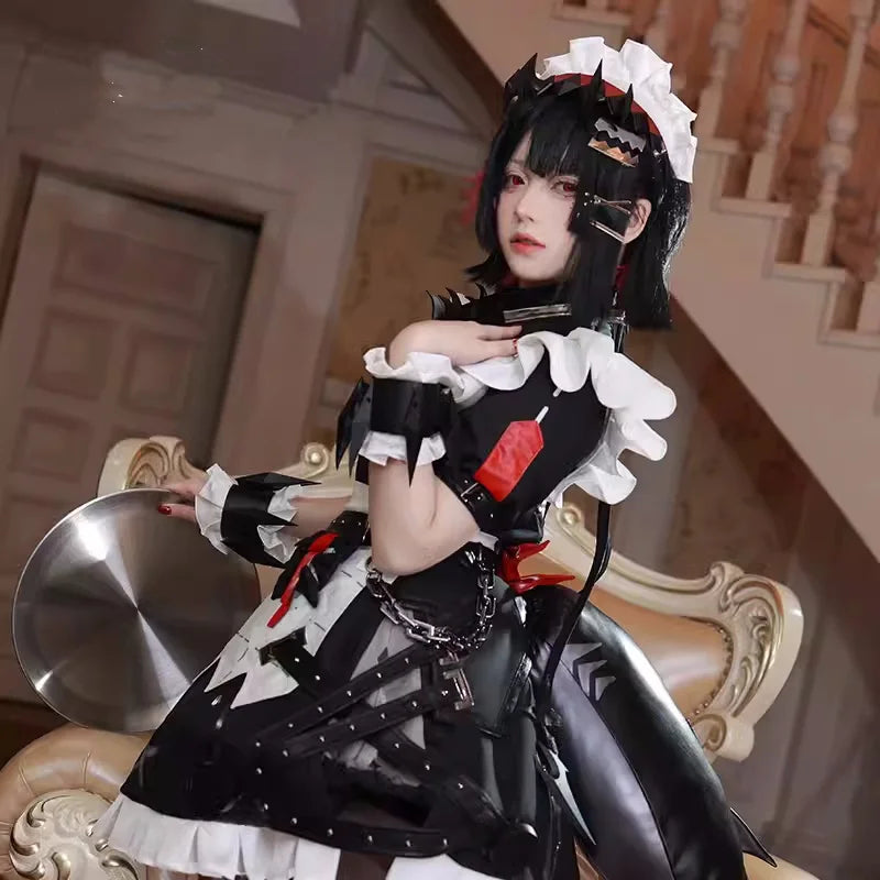 Ellen Joe Cosplay Costume Game Zenless Zone Zero Maid Dress Ellen Joe Cosplay Tail Wig Full Set Suit Halloween Party Outfit