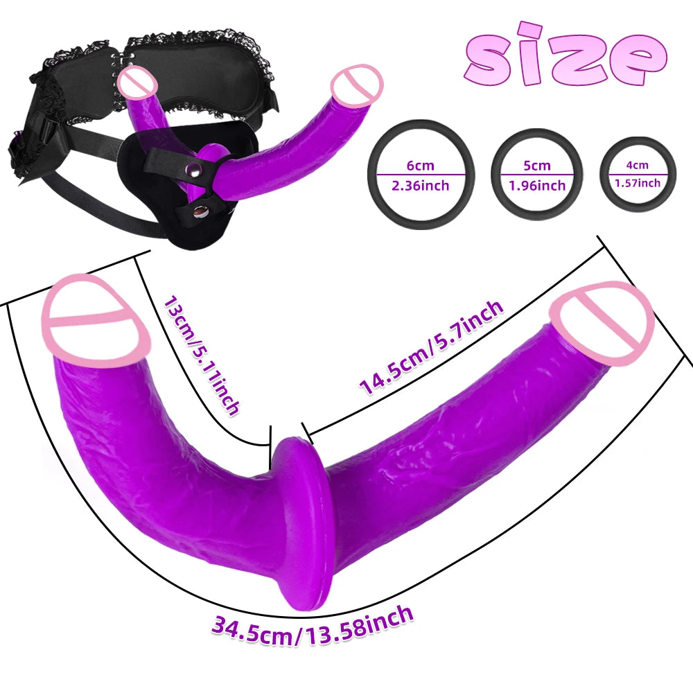 Strap On Dildo Womens Sex Toys - Double Ended Dildo Flesh Silicone Fantasy Dildo Long Dildos Strap On Harness Big Anal Dildos