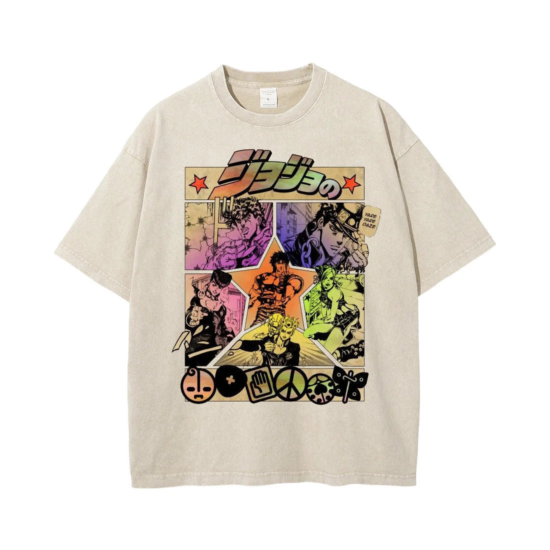 Men Tees Jojo's Bizarre Adventure Anime Washed T Shirt Oversized Graphic T-Shirts Manga Gift for Lover Y2k Tops Man Clothing