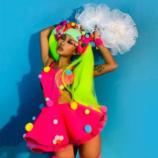 Show Performance Dress Costumes Fluorescent Children's Day Gogo Braid Luminous Women Dancer Handball Props