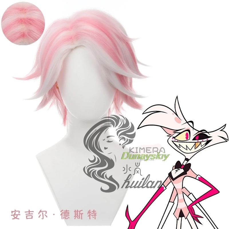 Hazbin Angel Dust Outfit Cosplay Hotel Costume Pink Wig Onsie Sexy Dance Set Clothes Anime Cosplay Angel Halloween Party Uniform