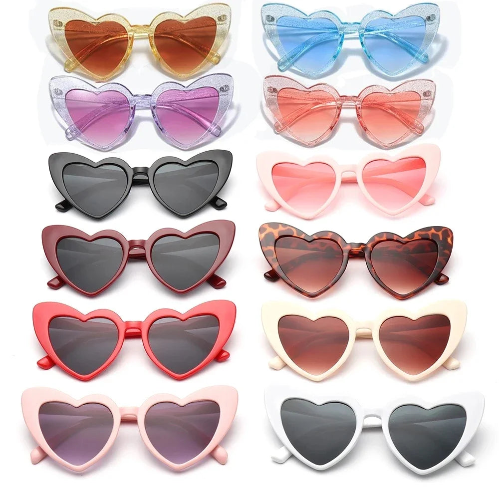 Ladies Pink Cat Eye Love Heart Sunglasses Women Retro Oversized Personality Sun Glasses UV400 Eye Protection Eyewear Goggles