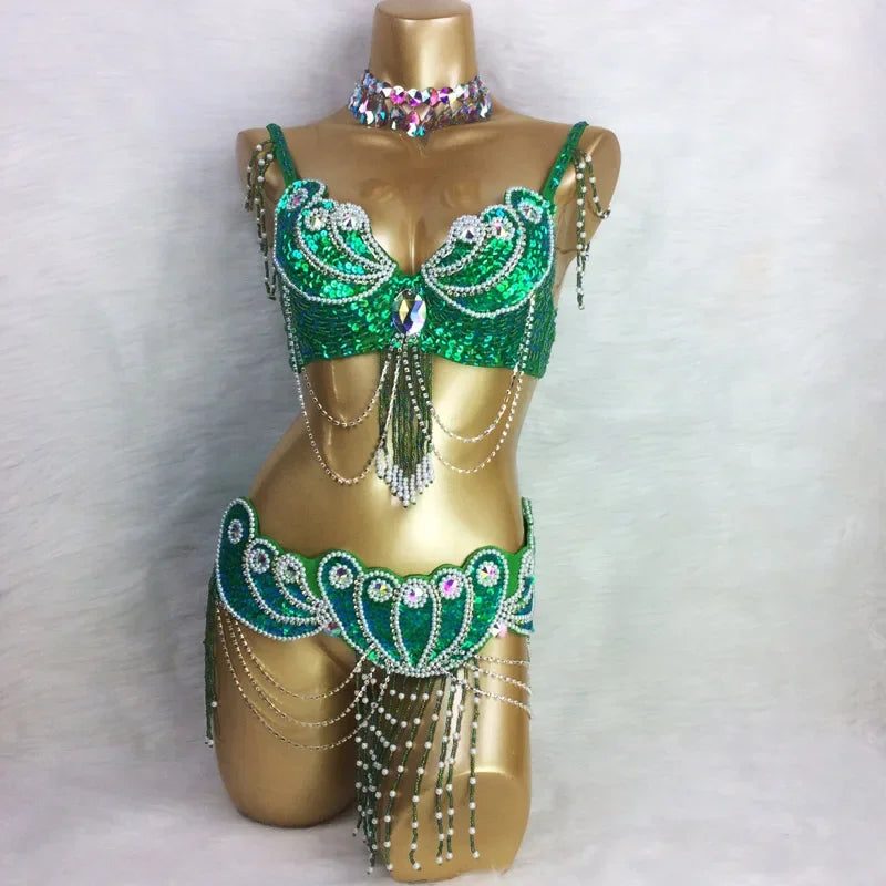 ASHBURN™ Beaded Luxe FESTIVAL Set – 3PC Festival Edition (Bra + Belt + Collar)