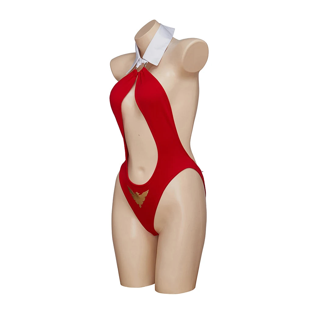 Vampirella Costume Cosplay Women Sexy Red Cutout Bodysuit Vampire Halter Jumpsuit Party Costume Halloween Sexy Vampire Clothing
