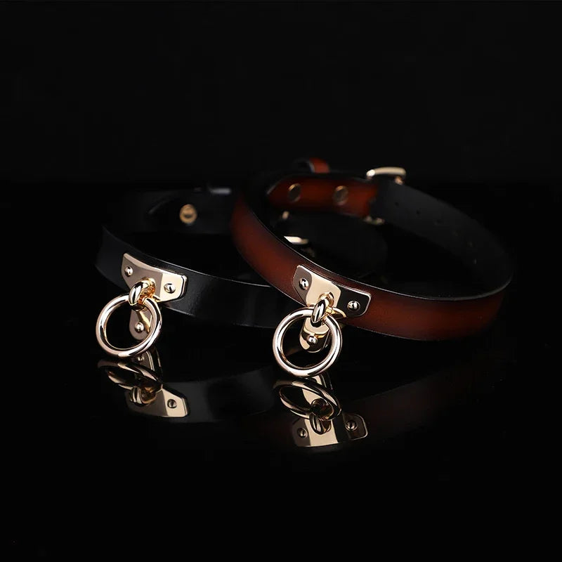 1Pcs Bondage Genuine leather Collar Slave Bed Neck Restraint with Leash BDSM Erotic Sex Toys For Women Couples Adult Games