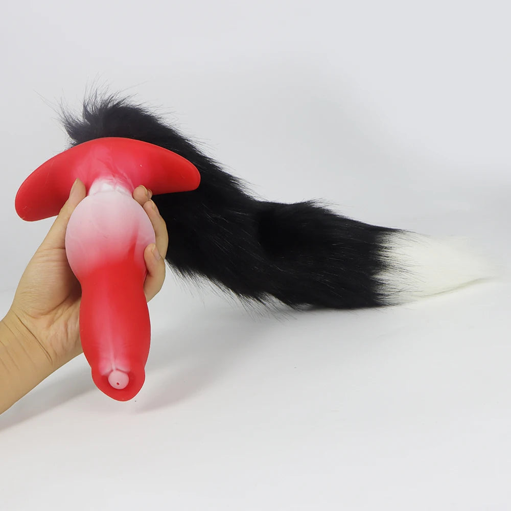Dog Anal Plug with Tail BDSM Adult Sex Game Cosplay 18+ Anal Dildos for Women Men Silicone Soft Butt Plug Gay Sex Toys for Party