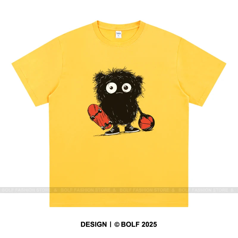 Anime Sketch Printed Men's T-Shirt 100% Cotton Oversized Kawaii Graphic Tees for Men Cute Japanese Streetwear