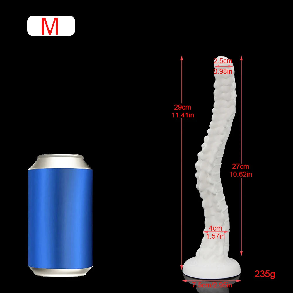 ASHBURNS S-XL Long with Strong Suction Cup Spine Long bone white and Crimson red