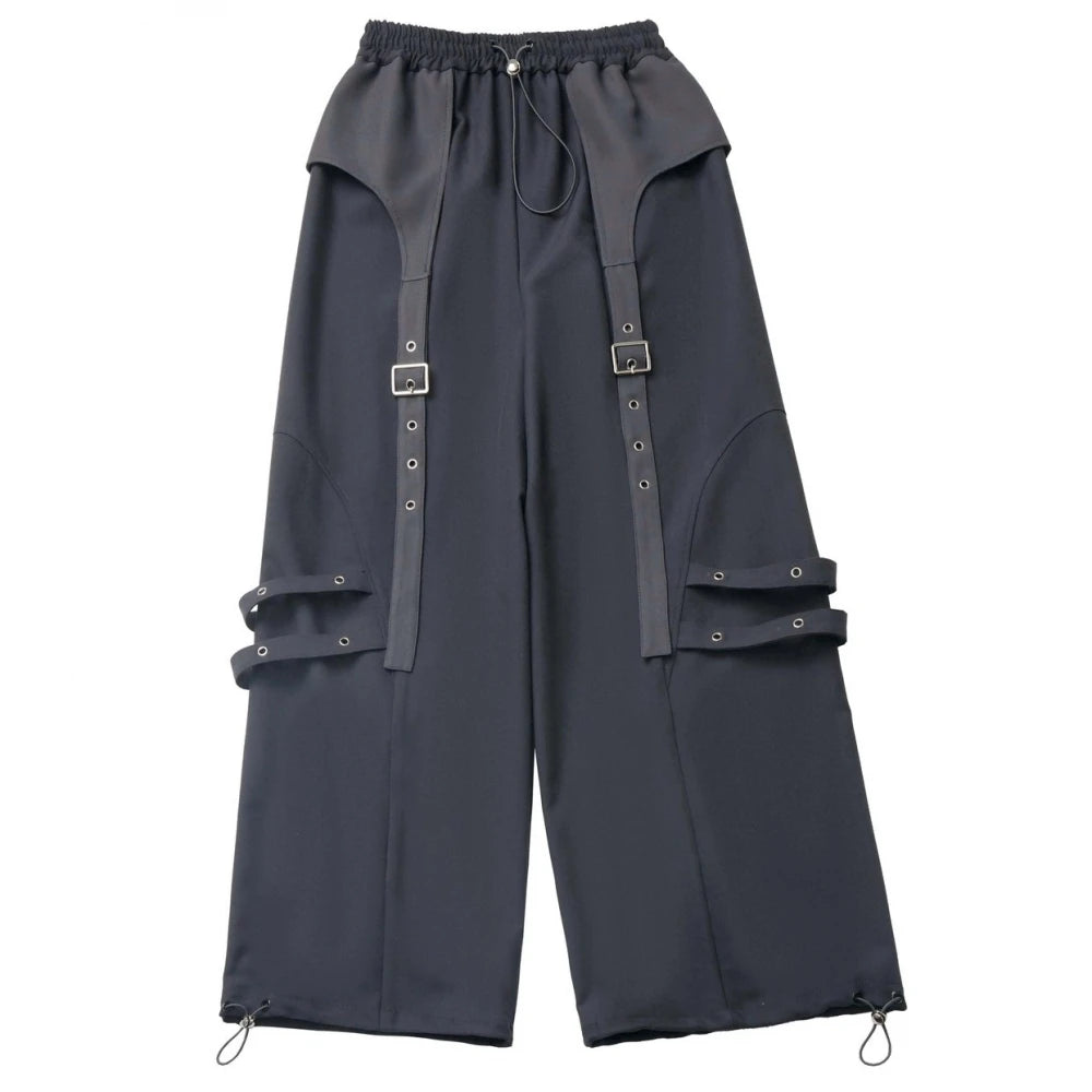 Gothic Splicing Mechanical Style Sets Sweet Cool Hooded Oversized Zipper Jacket Elastic Waist Casual Trousers Subculture Outfits
