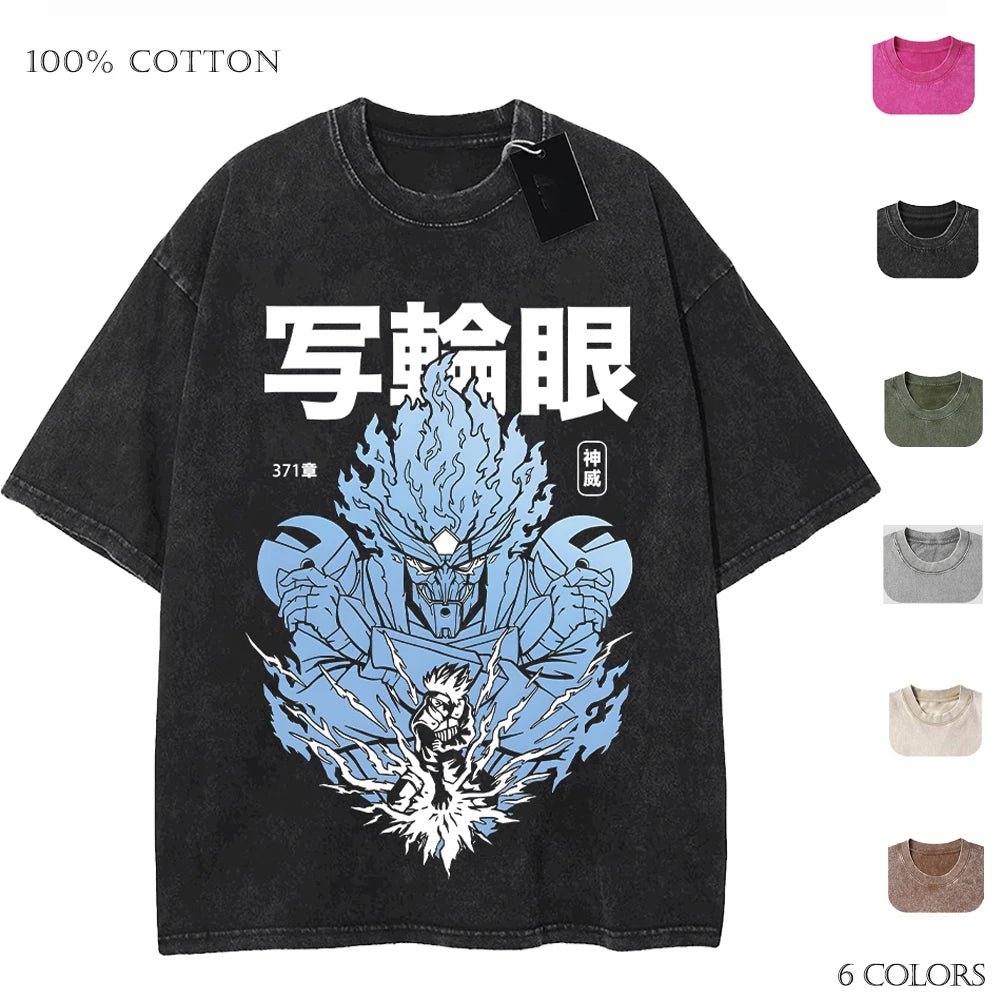 Men's Anime Tshirts 100% Cotton Gothic Harajuku Tshirt for Men Women Summer Casual Tops High Quality Tees Fashion Streetwear