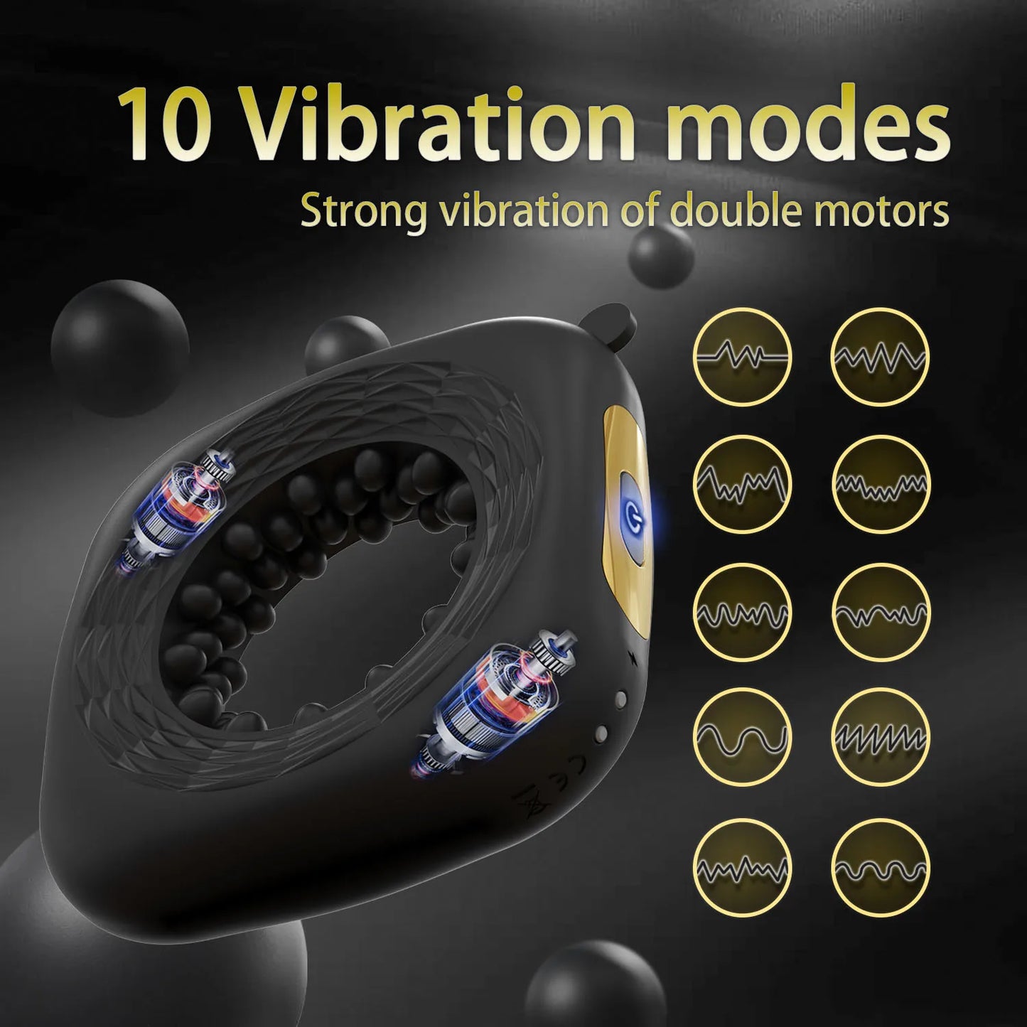 Powerful Vibrating Cock Ring for Men,Rechargeable Dual Moto Penis Ring,Penisring Sex Ring Durable Enhances Pleasure for Couples