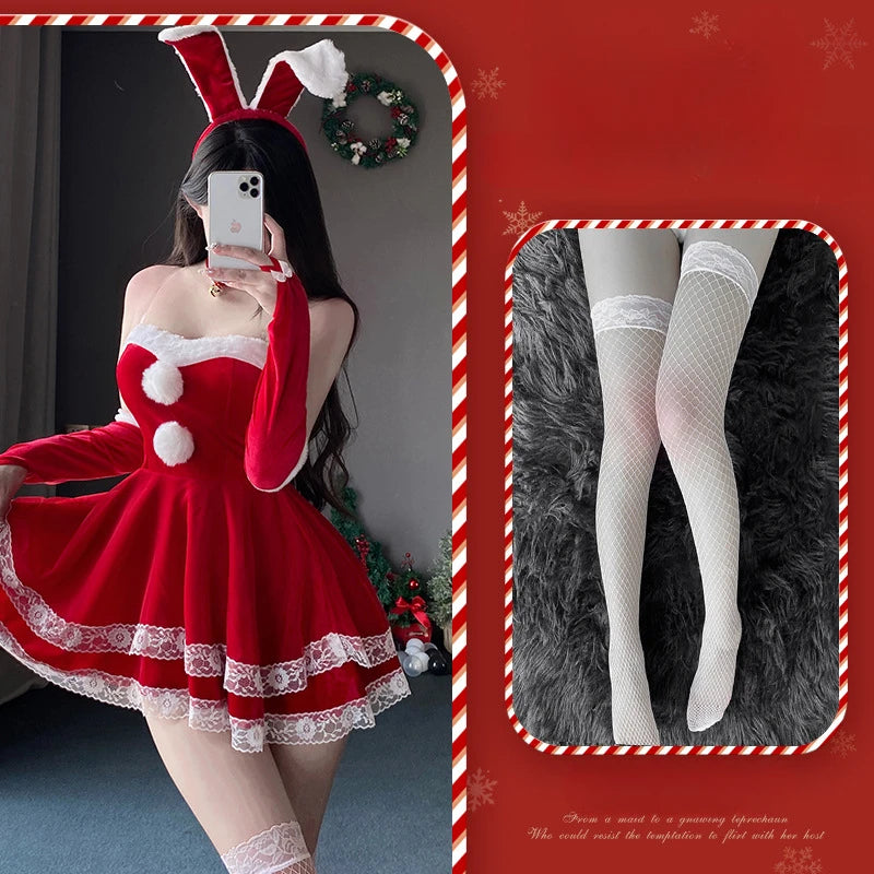 Christmas Sexy Lingerie Dress Sweet Bunny Girl Costume Rabbit Woman Set Cosplay Costume Role Play Uniform Stage Performance Set