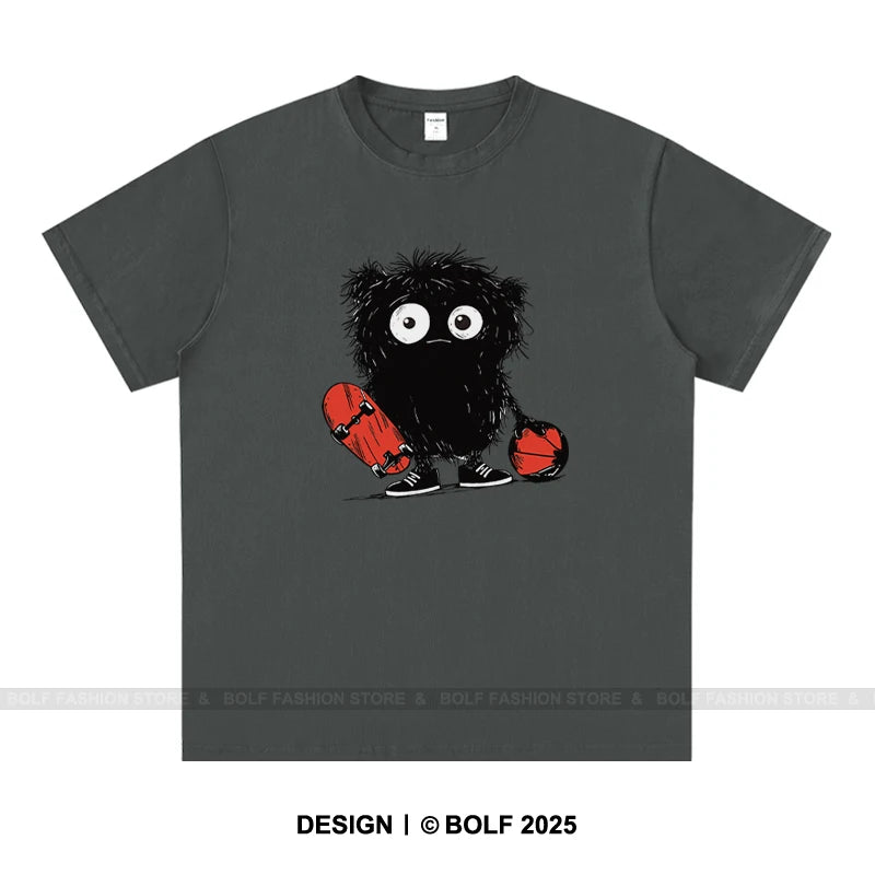 Anime Sketch Printed Men's T-Shirt 100% Cotton Oversized Kawaii Graphic Tees for Men Cute Japanese Streetwear