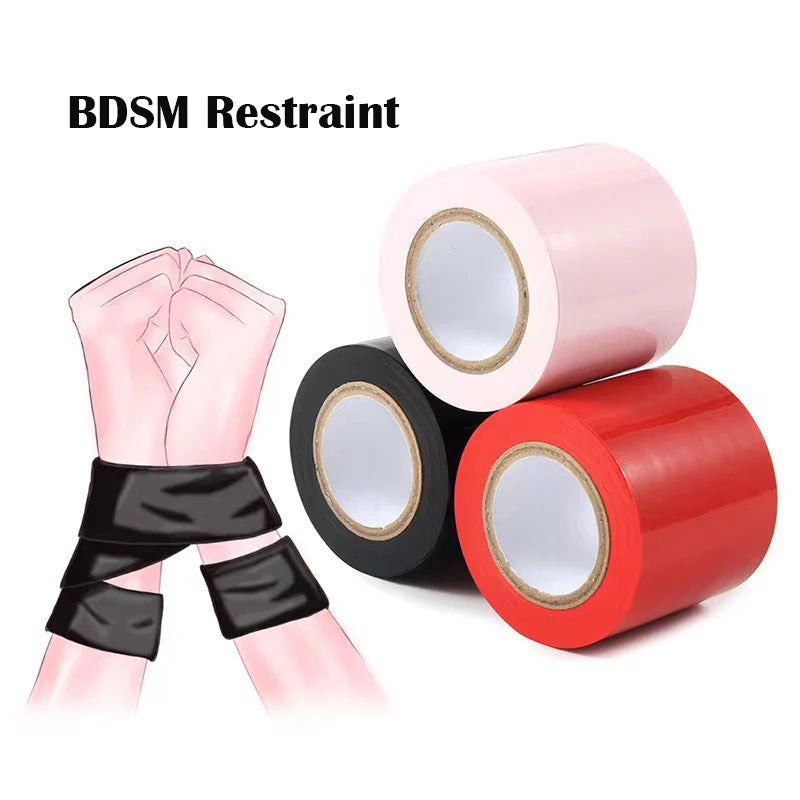 Electrostatic Adsorption Tape Sex Handcuff Feet Restraint BDSM Couple Adult Play 18+ Skin Friendly Body Harness Tied Sex Toy