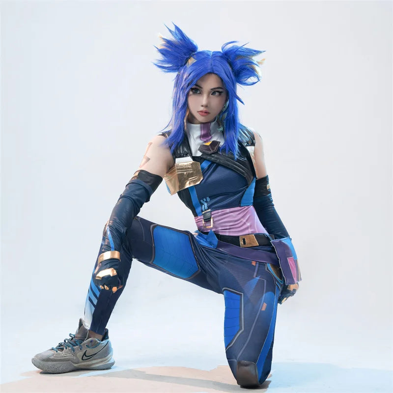 ROLECOS Neon Cosplay Costume Game Valorant Neon Cosplay Costume Blue Women Combat Uniform Halloween Party Outfit Full Set