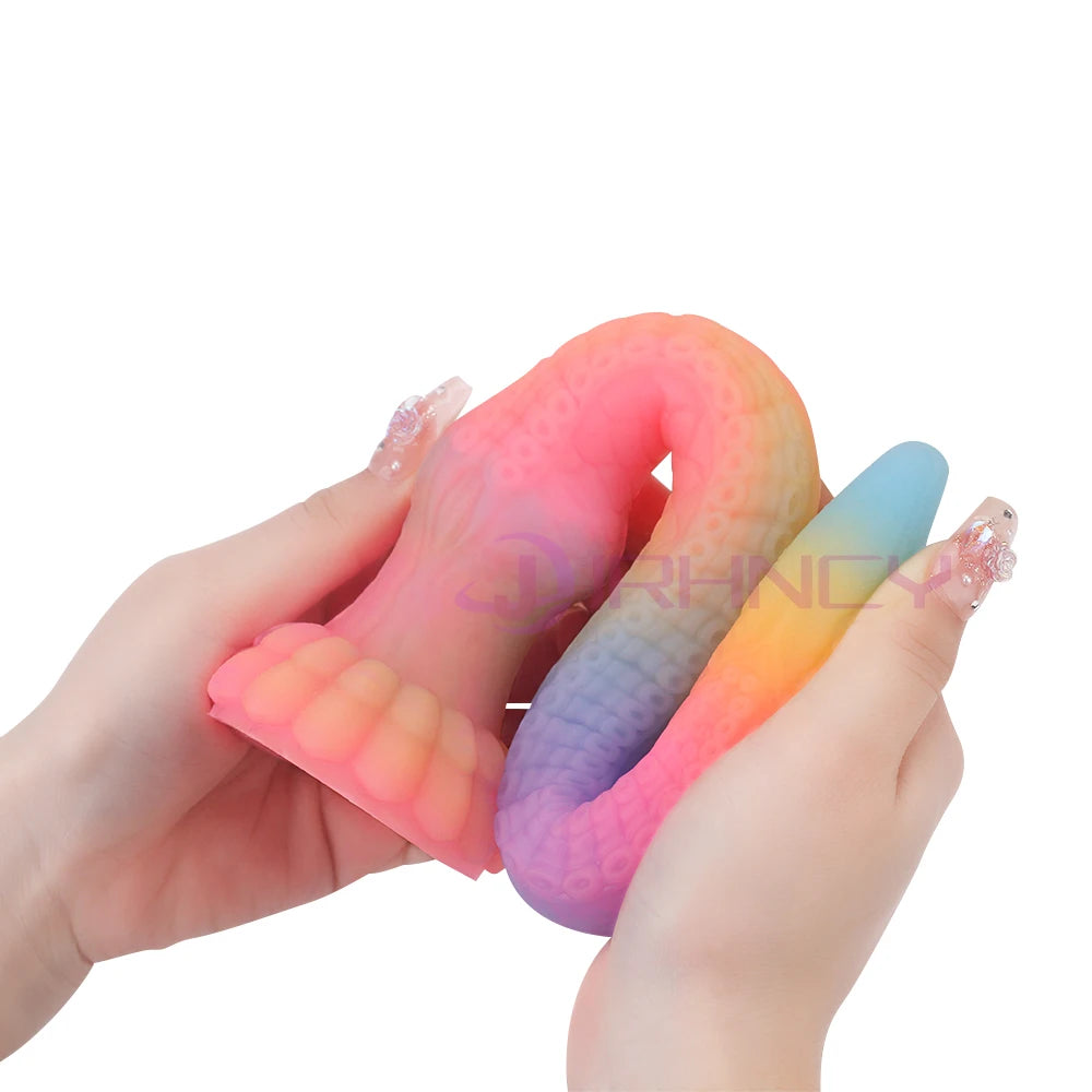 ASHBURN Super Huge Luminous Long Butt Plug Silicone Dildo Octopus Tentacles Anal Plug Dildo, Prostate Massage, BDSM Dilatador, 33"