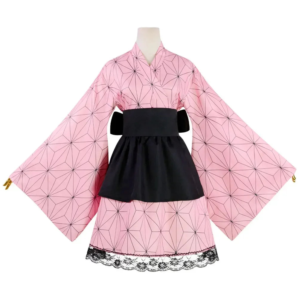 Demon Slayer Anime Inosuke Kamado Nezuko Cosplay Costume Kochou Shinobu Halloween Maid Dress Outfit For Women